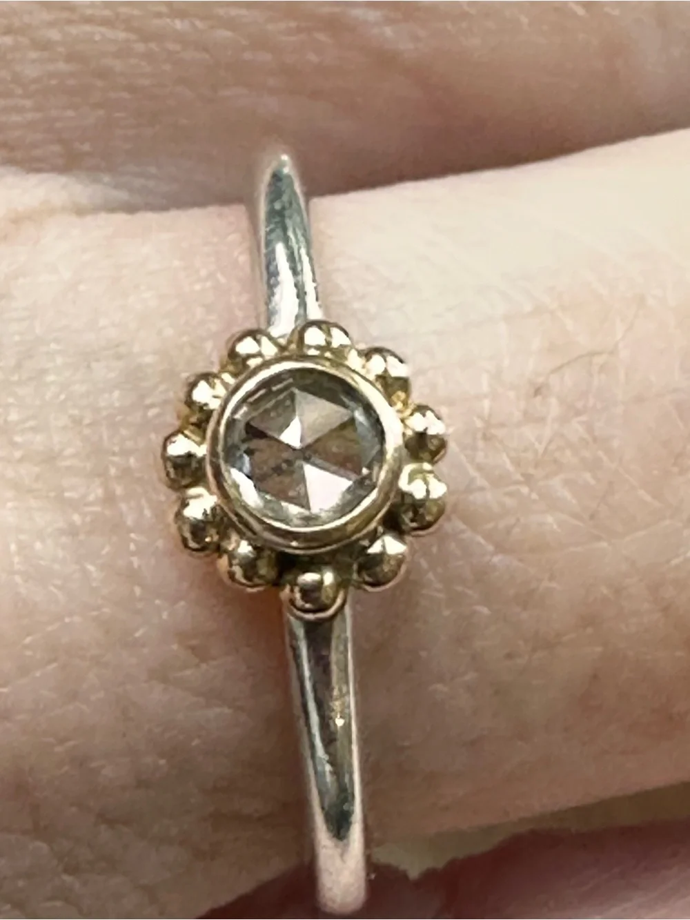 Kate Maller - Rose Cut Diamond Staking Ring | Sterling Silver and 14K | 4.5